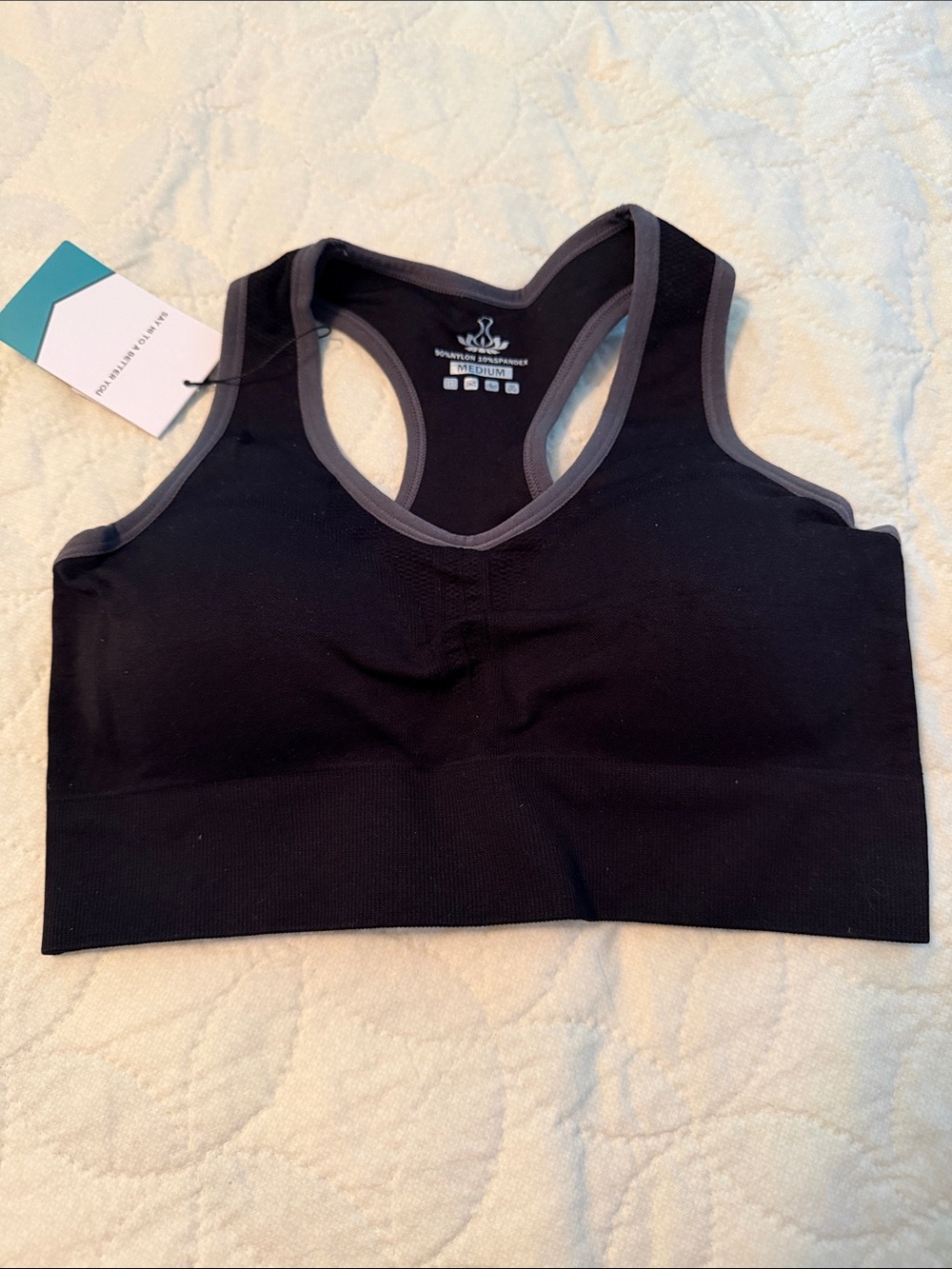 Seamless Racerback Sports Bra - Black
